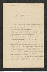 Nachlass Franz Steindachner, Brief von Gustav Schneider (senior) an Franz Steindachner (13.04.1883), Inv.Nr. 461.37, Seite 1